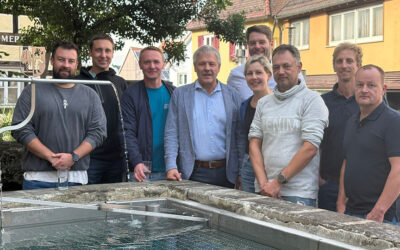 Der Brunnen vor dem Schlössle in Mainhardt erstrahlt nach seiner Sanierung in neuem Glanz
